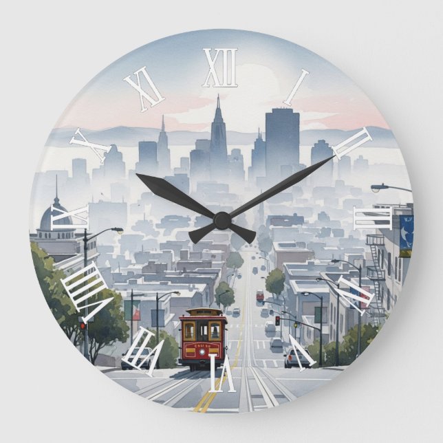 San Francisco-Seilbahn Große Wanduhr (Vorderseite)