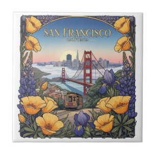 San Francisco-Seilbahn-Postkarte Fliese