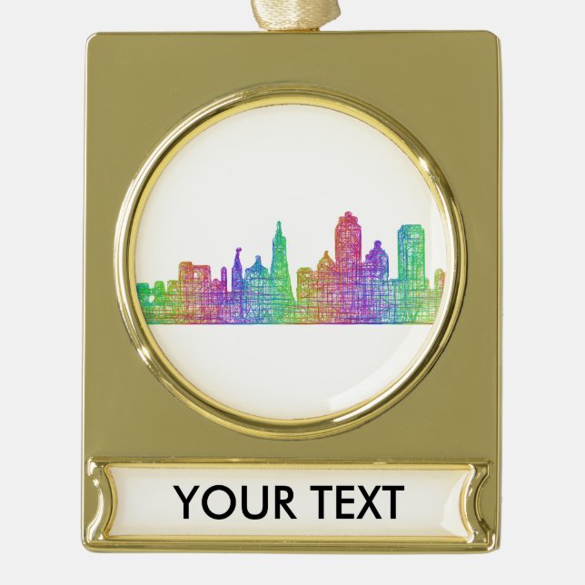 San Francisco Skyline Banner-Ornament Gold (Vorderseite)
