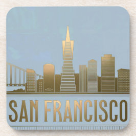 San Francisco Skyline Blue Gold Untersetzer Set