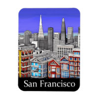 San Francisco Skyline Colored Line Art