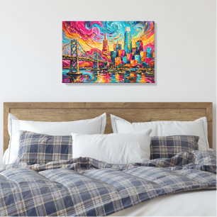 San Francisco Skyline Impasto Leinwanddruck