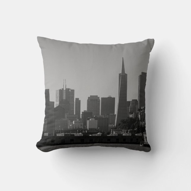 San Francisco Skyline Monochrome - Cityscape Foto Kissen (Vorderseite)