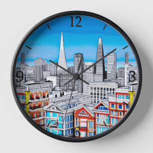 San Francisco Skyline Poster Kunst Uhr