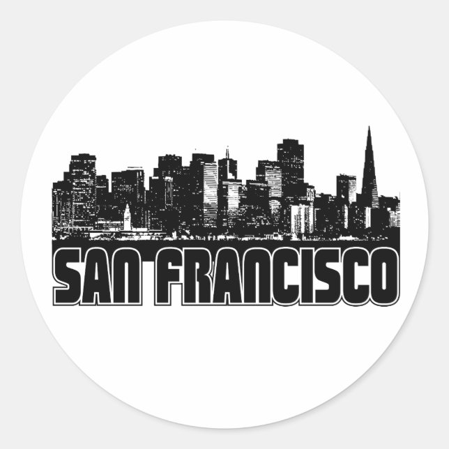 San Francisco Skyline Runder Aufkleber (Vorderseite)