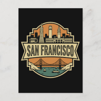 San Francisco Skyline und Golden Gate Bridge Postkarte
