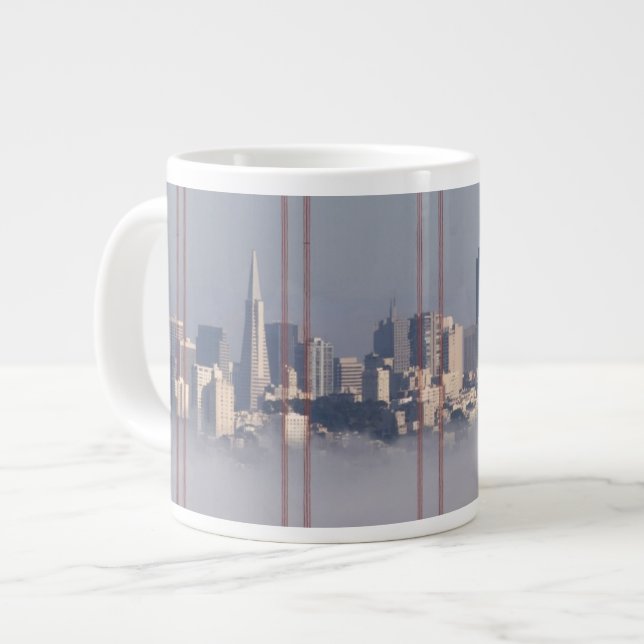 San Francisco Skyline von der Golden Gate-Brücke Jumbo-Tasse (Vorderseite Links)