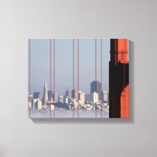 San Francisco Skyline von der Golden Gate-Brücke Leinwanddruck