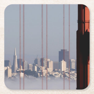 San Francisco Skyline von der Golden Gate-Brücke Rechteckiger Pappuntersetzer