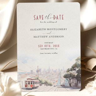 San Francisco Skyline Watercolor Save the Date Einladung