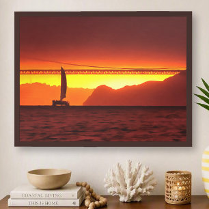San Francisco Sonnenuntergang Segelboot 1124 Kunst Poster
