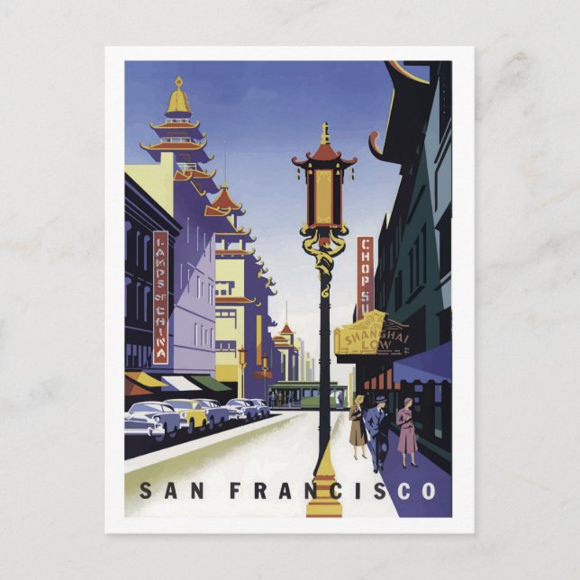 San Francisco, Stadtstraße, China Postkarte (Vorderseite)