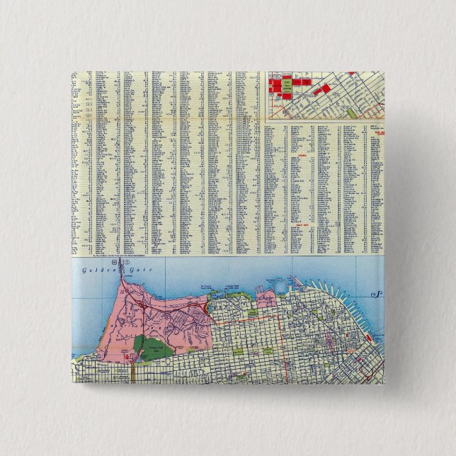 San Francisco Street Karte Button (Vorderseite)