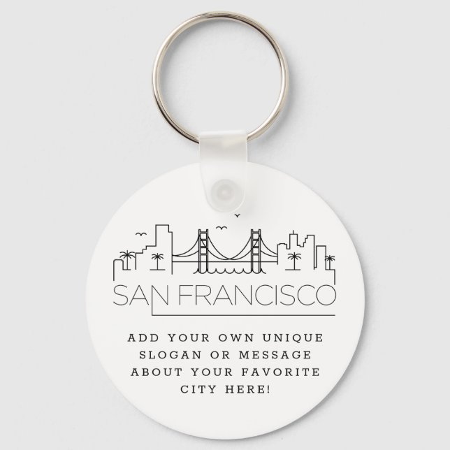 San Francisco Stylized Skyline | Benutzerdefiniert Schlüsselanhänger (Vorderseite)