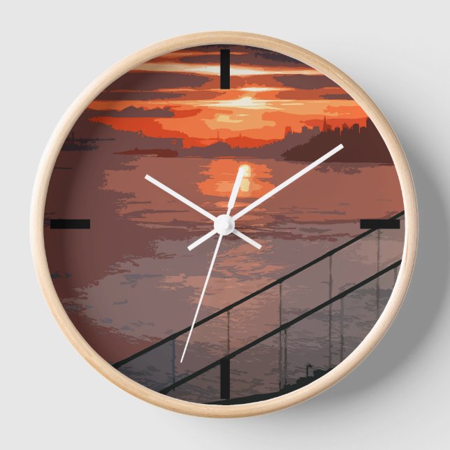 San Francisco Sunrise Grande horloge rétro (Recto)