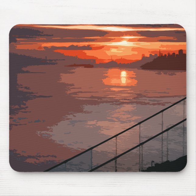 San Francisco Sunrise Retro Mousepad (Vorne)