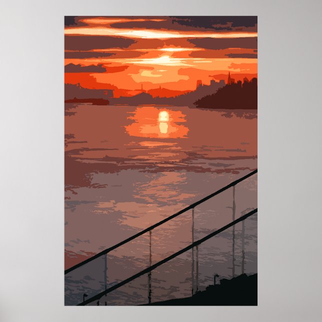 San Francisco Sunrise Retro Poster (Vorne)