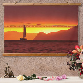 San Francisco Sunset 1124 Wandteppich Mit Holzrahmen