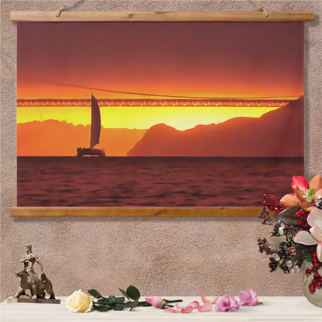 San Francisco Sunset 1124 Wandteppich Mit Holzrahmen (Von Creator hochgeladen)