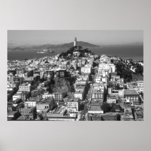 San Francisco Telegraph Hill - Schwarz-Weiß-Foto Poster