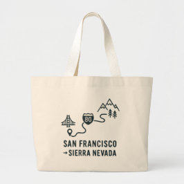 San Francisco to Sierra Nevada Route Design Jumbo Stoffbeutel