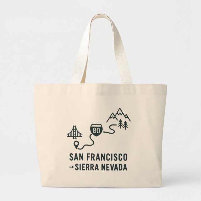 San Francisco to Sierra Nevada Route Design Jumbo Stoffbeutel (Vorne)