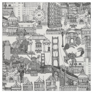 San Francisco Toile schwarz weiß Stoff