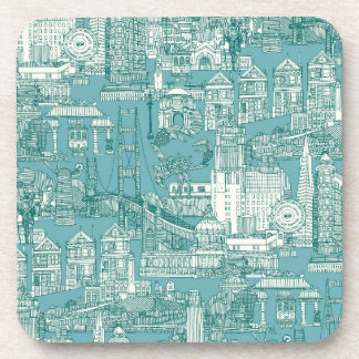 San Francisco Toile Viridian Türkisblau Getränkeuntersetzer