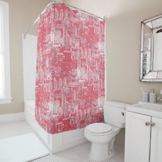 San Francisco Toile Viva Magenta Rosenrot Duschvorhang