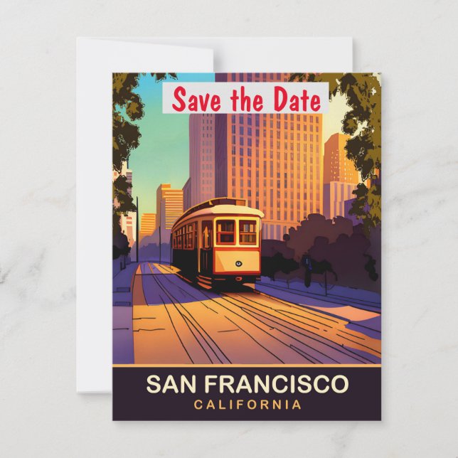 San Francisco Tram, Kalifornien, Travel Postcard, Save The Date (Vorderseite)