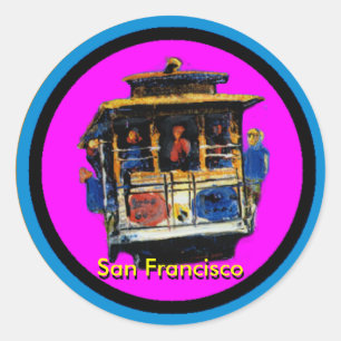 San Francisco Trolley Runder Aufkleber