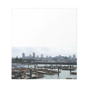 San Francisco und Pier 39 Sea Lions City Skyline Notizblock