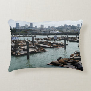 San Francisco und Pier 39 Seelöwen Stadt Skyline Dekokissen