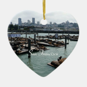 San Francisco und Pier 39 Seelöwen Stadt Skyline Keramikornament