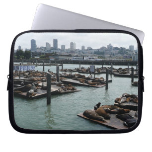 San Francisco und Pier 39 Seelöwen Stadt Skyline Laptopschutzhülle