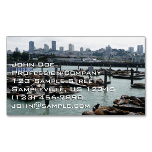 San Francisco und Pier 39 Seelöwen Stadt Skyline Magnetische Visitenkarte