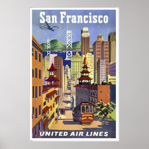 San Francisco USA Amerika Vereinigte Staaten Vinta Poster