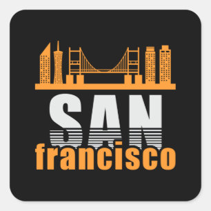 San Francisco USA City Cityscape Skyline Geschenk  Quadratischer Aufkleber