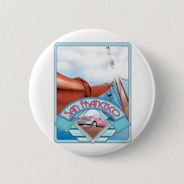 San Francisco, USA, Reiseplakat Button (Vorderseite)
