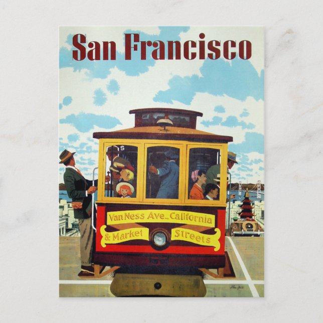 San Francisco USA Vintage Reise Postkarte (Vorderseite)