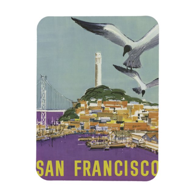 San Francisco USA Vintage Travel Magnet (Vertikal)