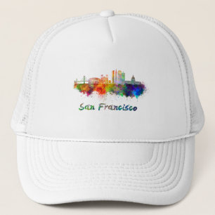 San Francisco V2 Skyline in Aquarelltonie Truckerkappe