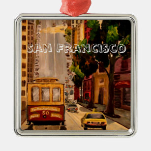 San Francisco Van Ness Drahtseilbahn Silbernes Ornament