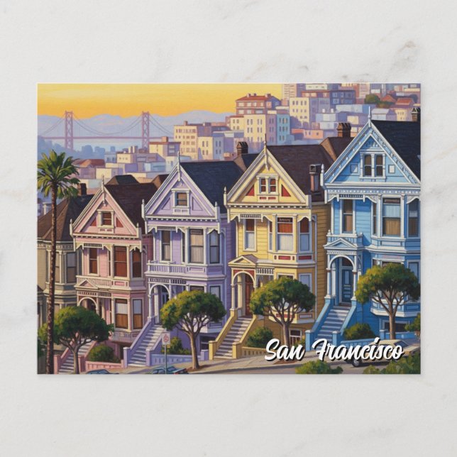 San Francisco Viktorianisch Houses Kalifornien Postkarte (Vorderseite)