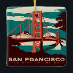 San Francisco Vintag Style Golden Gate Bridge Keramikornament<br><div class="desc">Ein wunderschönes Vintages Design in San Francisco. Zeigen Sie Ihre Liebe und Leidenschaft für die wunderschöne Stadt San Francisco. Für mehr tolle Reisedesigns Karo aus der Erholung unseres Shops!</div>