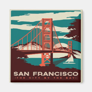 San Francisco Vintag Style Golden Gate Bridge Magnet