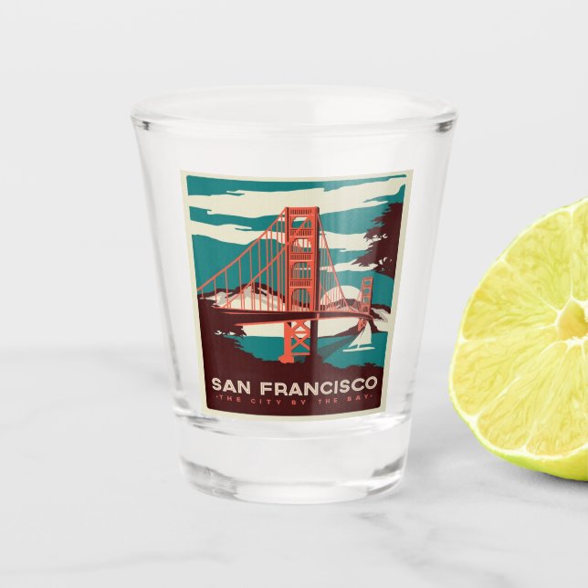 San Francisco Vintag Style Golden Gate Bridge  Schnapsglas (Vorderseite)