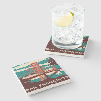 San Francisco Vintage Style Golden Gate Bridge Steinuntersetzer