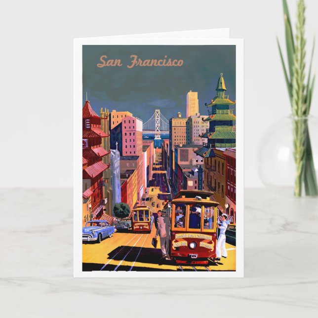 San Francisco Vintage Travel Poster Karte (Vorderseite)