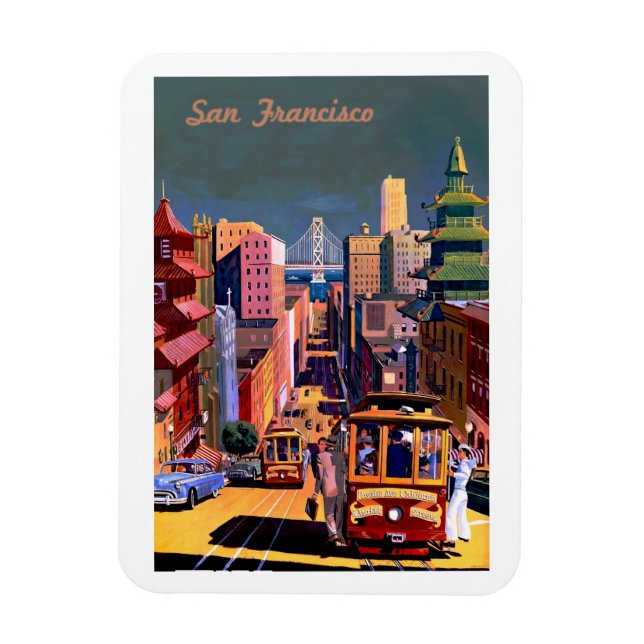 San Francisco Vintage Travel Poster Magnet (Vertikal)